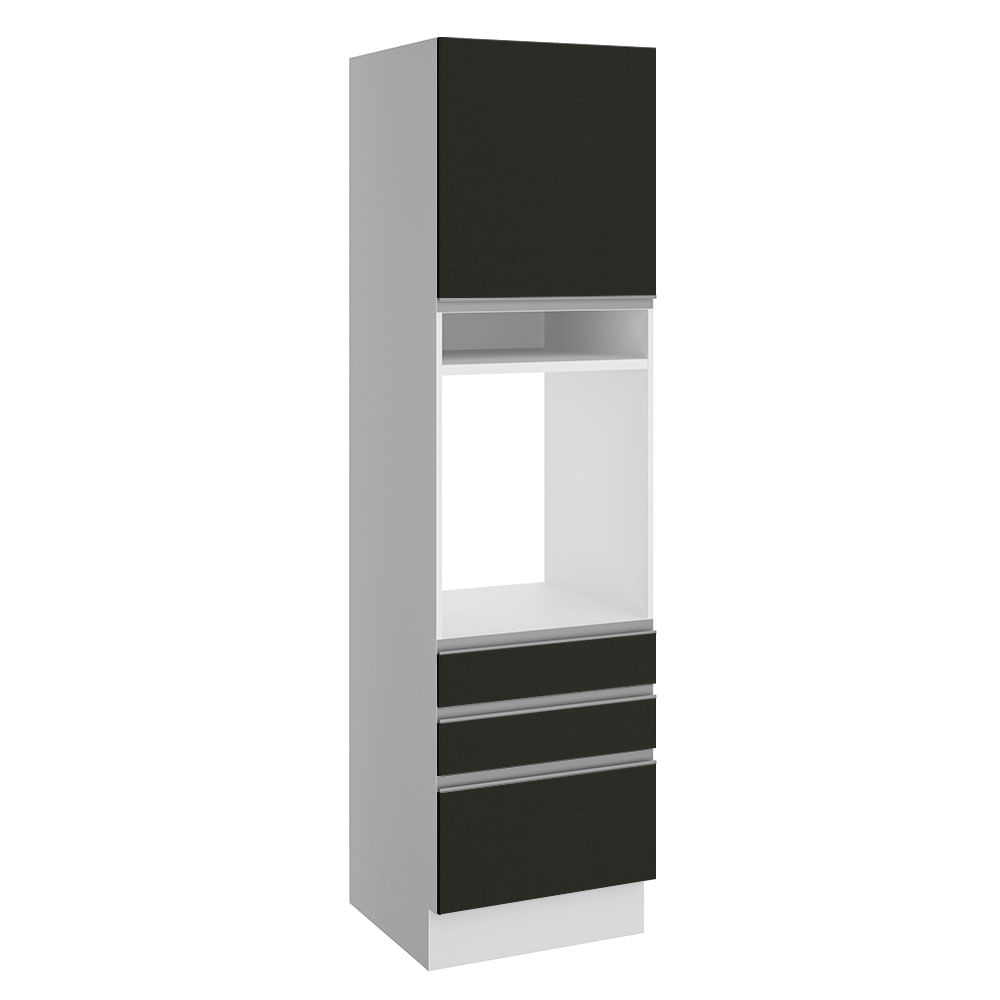 Torre Quente Madesa Glamy 60 Cm 1 Porta 3 Gavetas Branco/Preto Branco