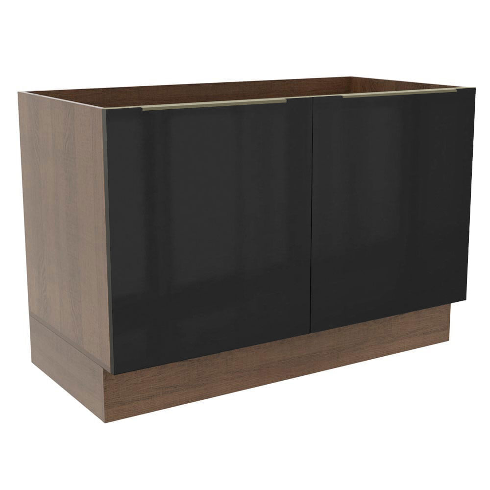 Balcão Gabinete De Pia Madesa Lux 120 Cm 2 Portas Rustic/Preto