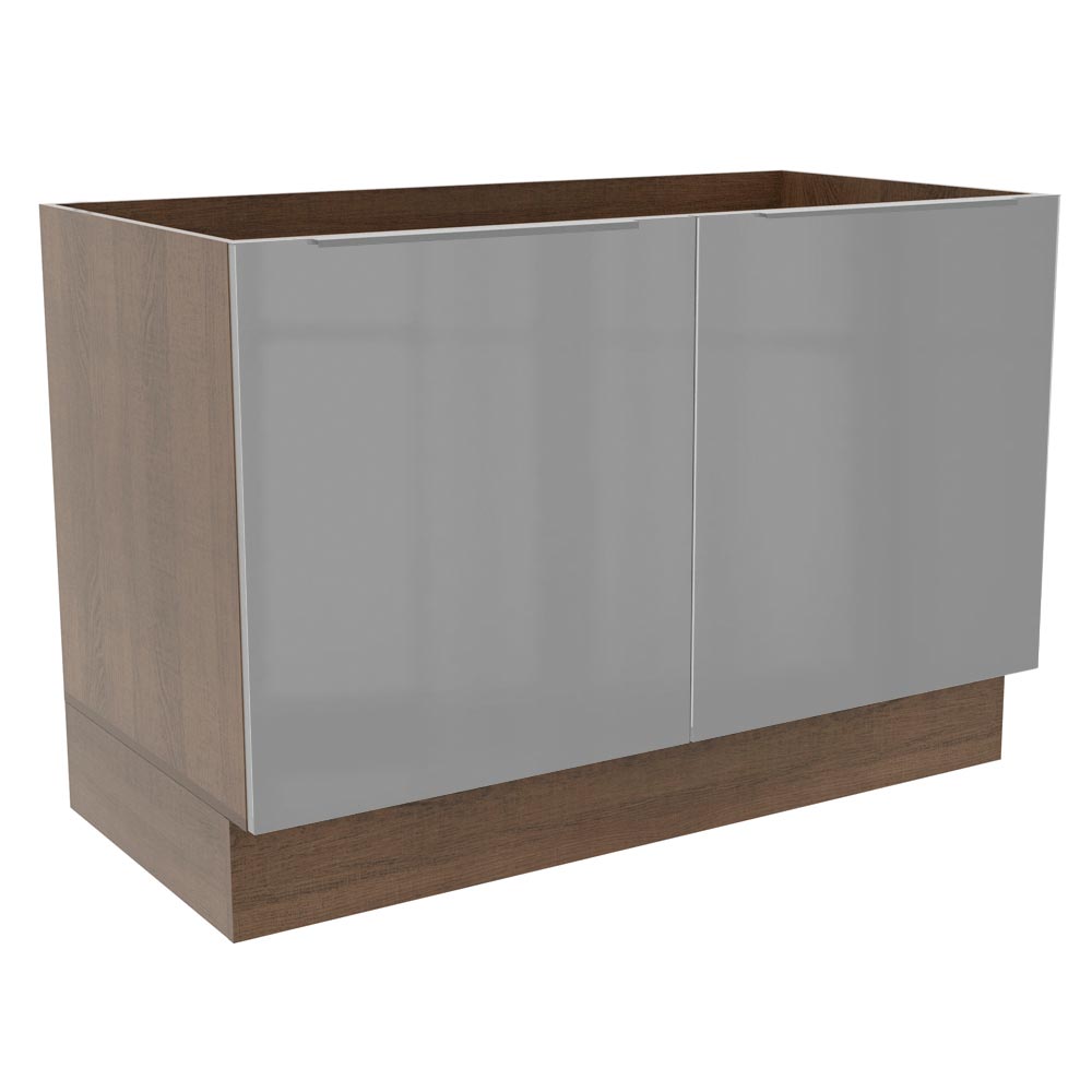 Balcão Gabinete De Pia Madesa Lux 120 Cm 2 Portas Rustic/Cinza