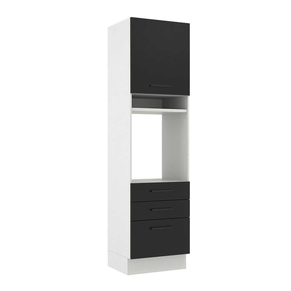 Torre Quente Madesa Agata 60 Cm 1 Porta 3 Gavetas Branco/Preto Branco