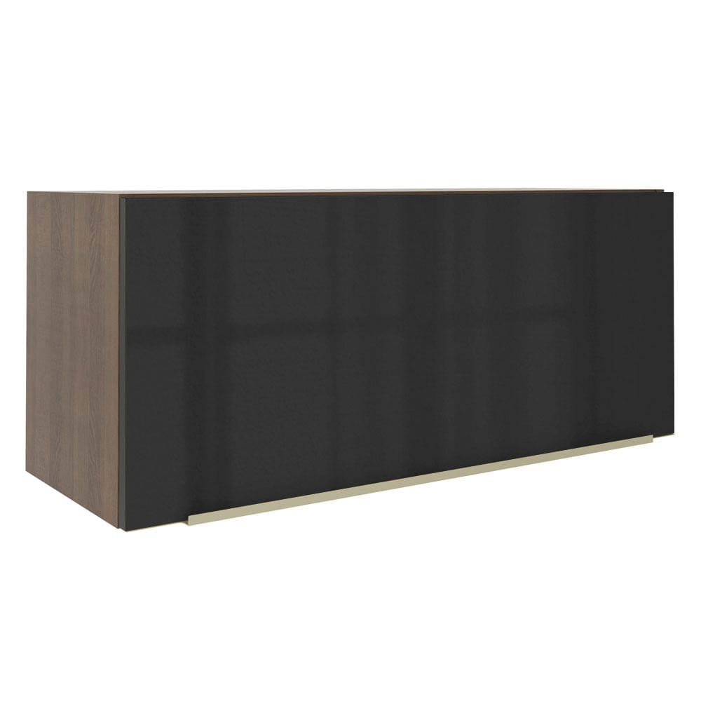 Armário Aéreo Madesa Lux 80 Cm 1 Porta Suspensa Rustic/Preto Marrom