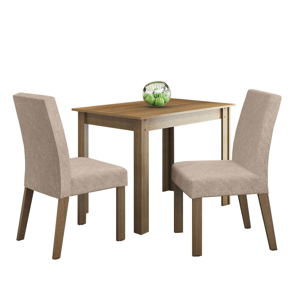 Conjunto Sala De Jantar Madesa Vic Mesa Tampo De Madeira Com 2 Cadeiras Rustic/Imperial Marrom