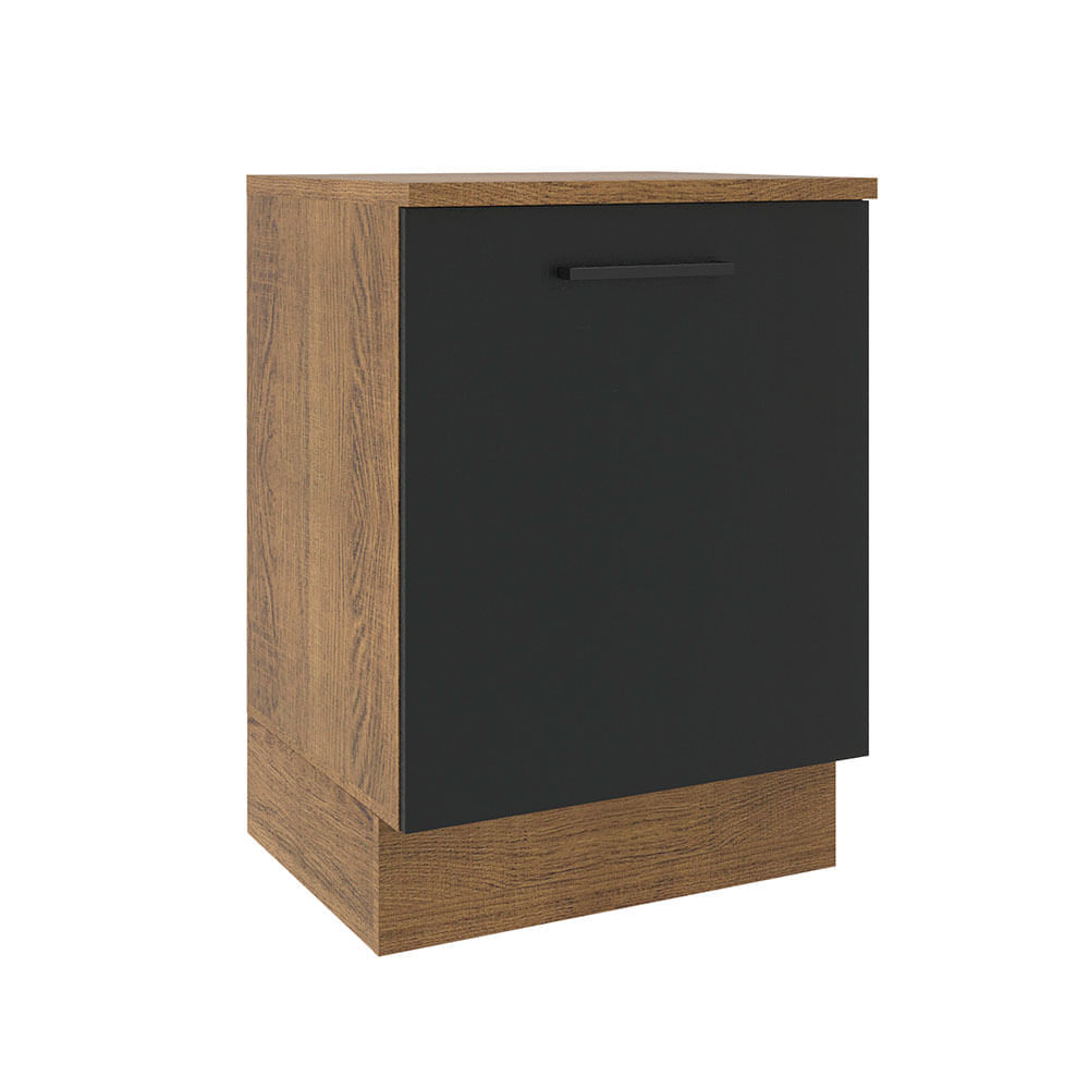 Balcão Madesa Agata 60 Cm 1 Porta Rustic/Preto