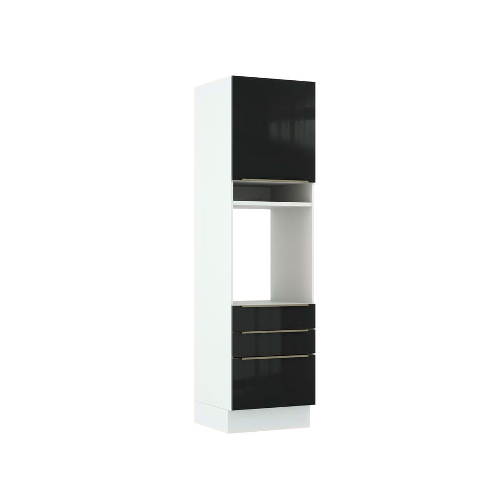 Torre Quente Madesa Lux 60 Cm 1 Porta 3 Gavetas Branco/Preto