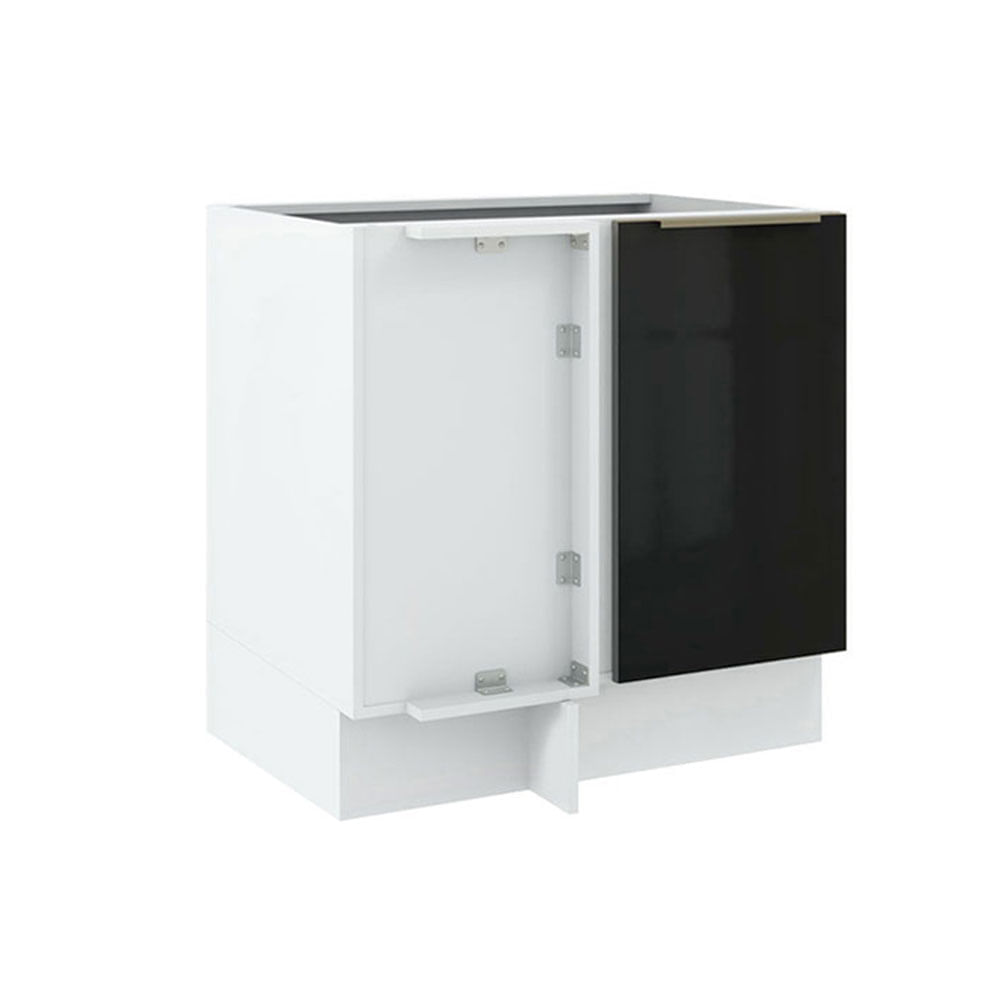 Balcão De Canto Madesa Lux 1 Porta Branco/Preto Branco