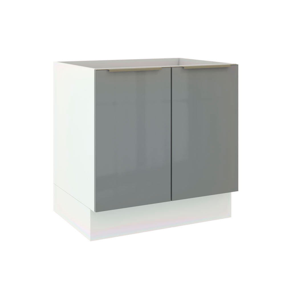 Balcão Madesa Lux 80 Cm 2 Portas Branco/Cinza Branco