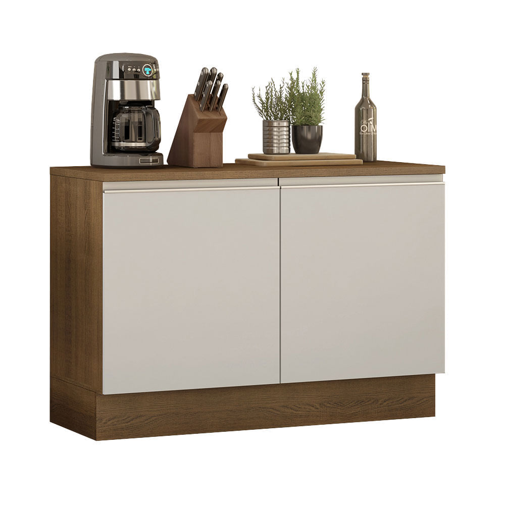 Balcão De Pia Madesa Glamy 120 Cm 2 Portas (Com Tampo) Rustic/Branco Marrom