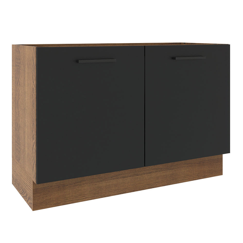 Balcão De Pia Madesa Agata 2 Portas Rustic/Preto Marrom