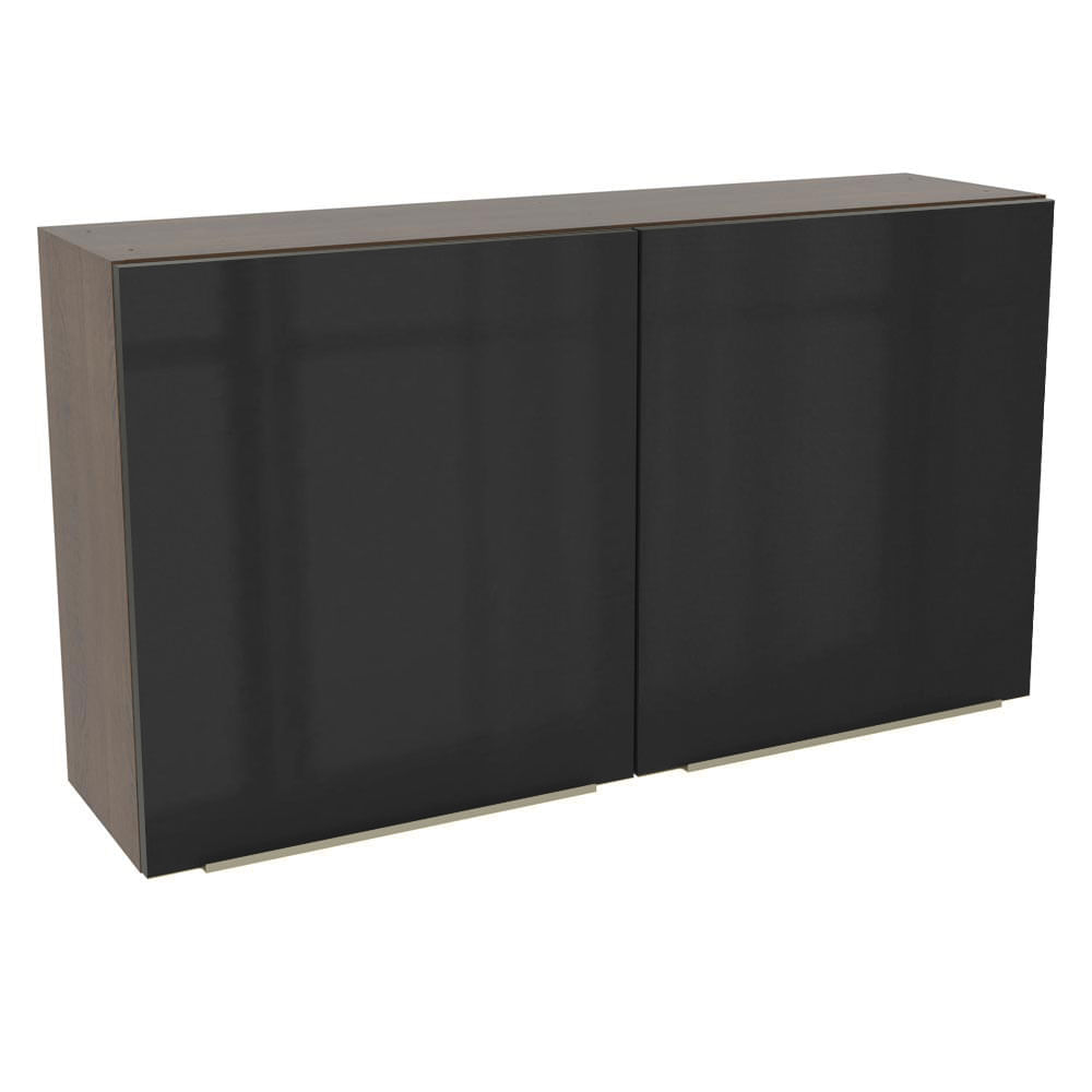 Armário Aéreo Madesa Lux 120 Cm 2 Portas Rustic/Preto