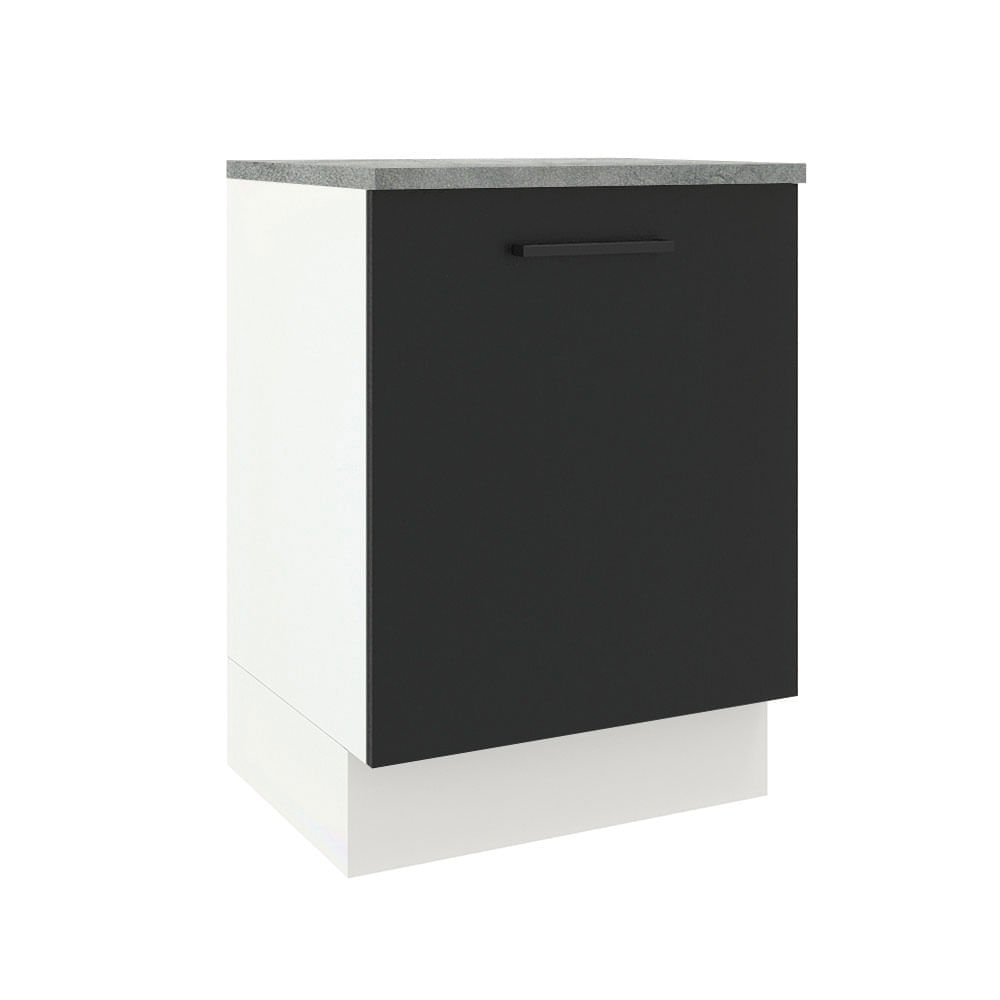 Balcão Madesa Agata 60 Cm 1 Porta Branco/Preto Branco