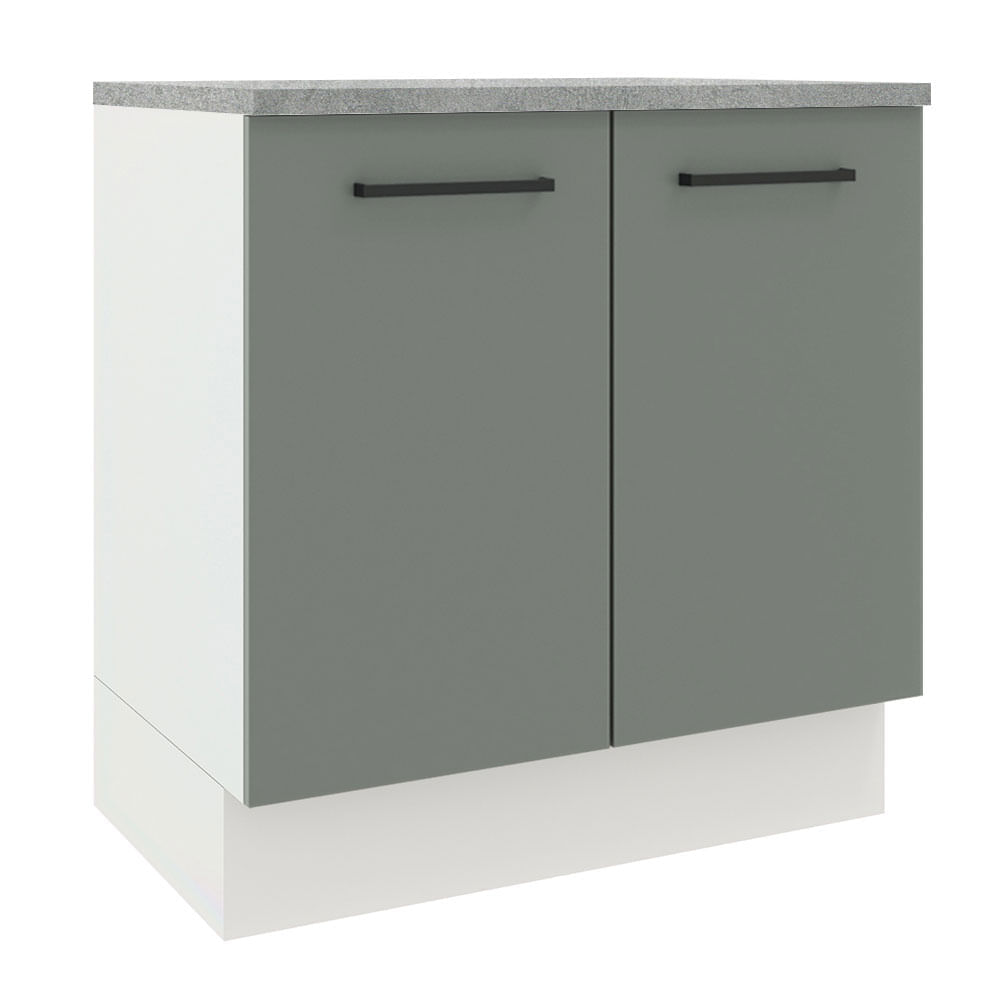 Balcão Madesa Agata 80 Cm 2 Portas Branco/Cinza Branco