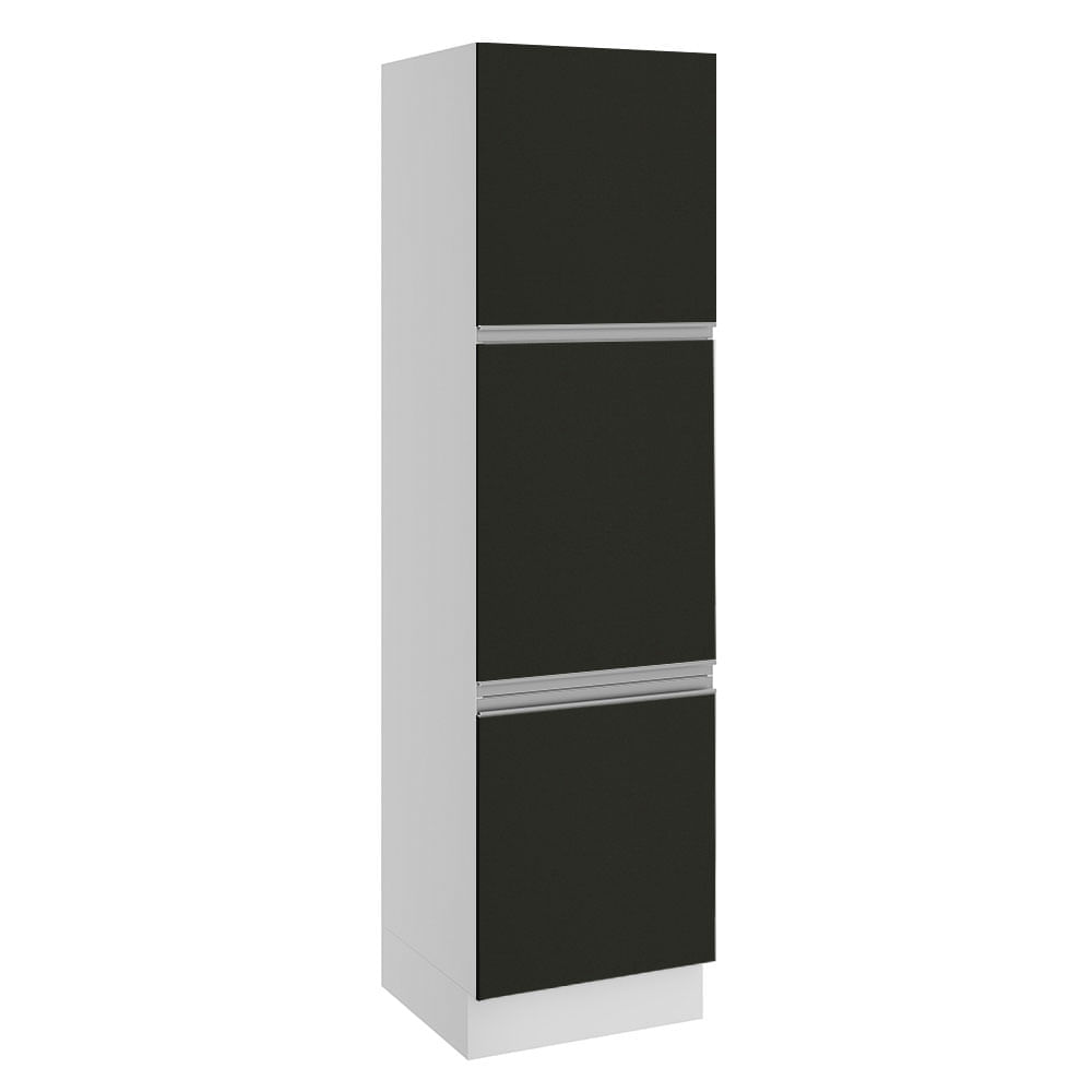 Paneleiro Madesa Glamy 60 Cm 3 Portas Branco/Preto Branco