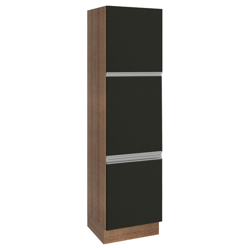 Paneleiro Madesa Glamy 60 Cm 3 Portas Rustic/Preto Preto