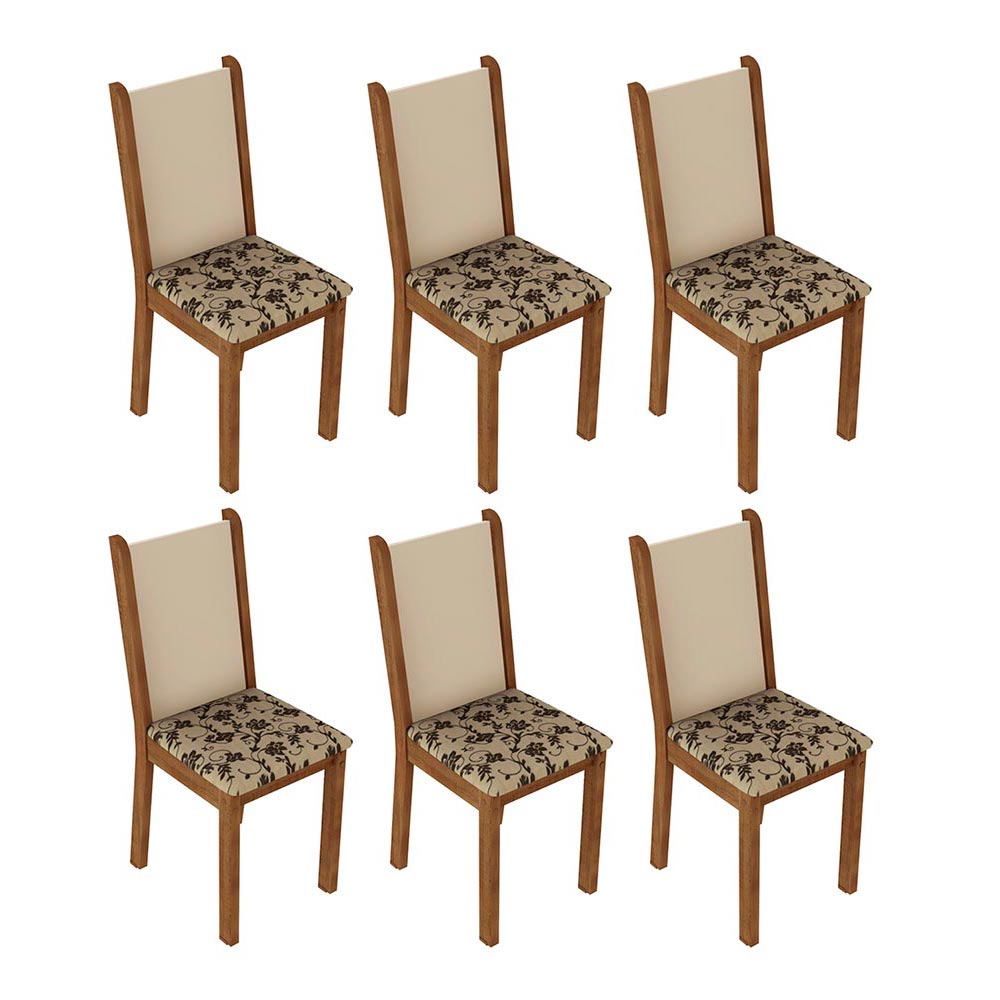 Kit 6 Cadeiras 4291 Madesa Rustic/Crema/Bege Marrom Marrom