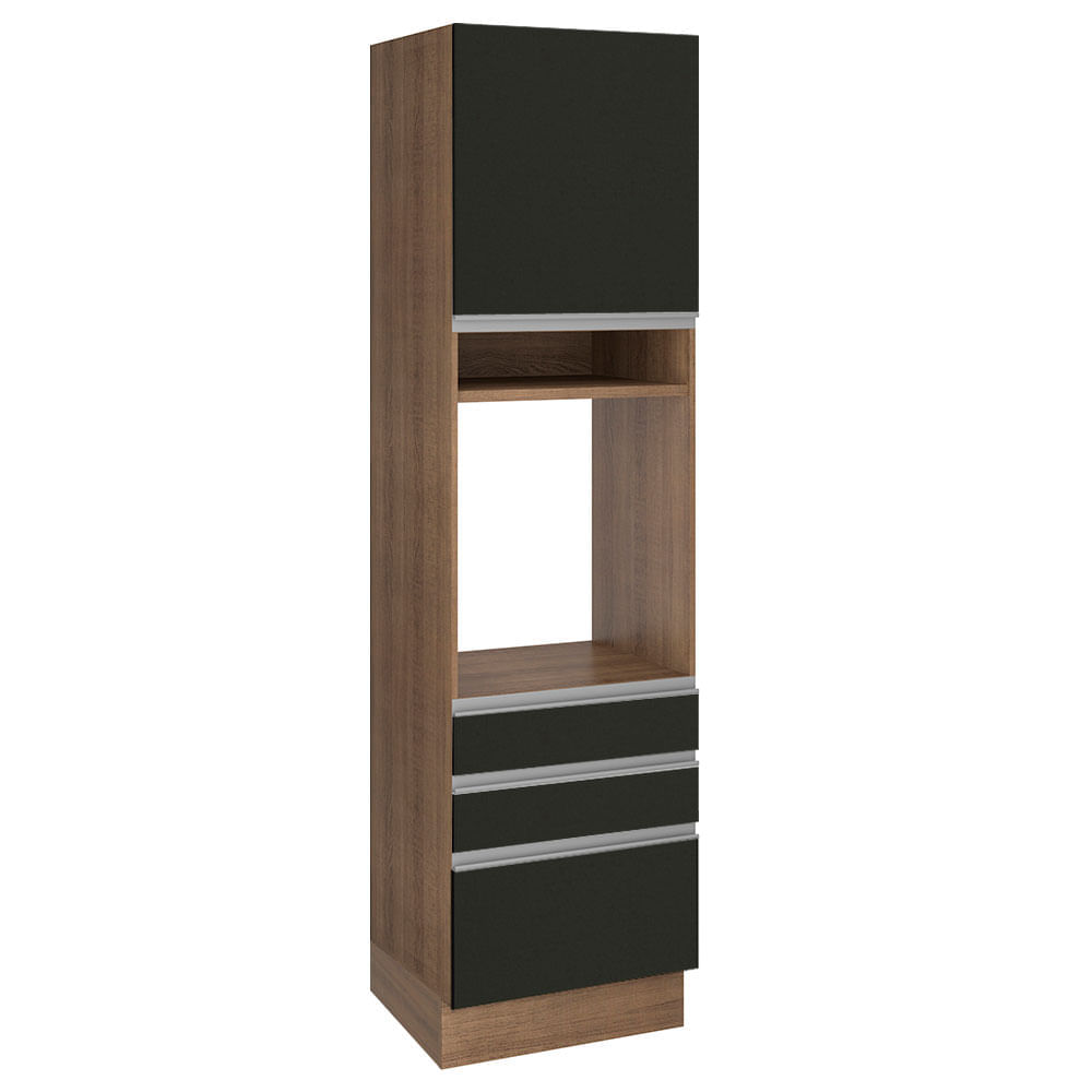 Torre Quente Madesa Glamy 60 Cm 1 Porta 3 Gavetas Rustic/Preto Marrom