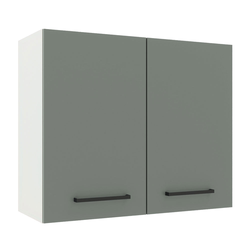 Armário Aéreo Madesa Agata 80 Cm 2 Portas Branco/Cinza Branco