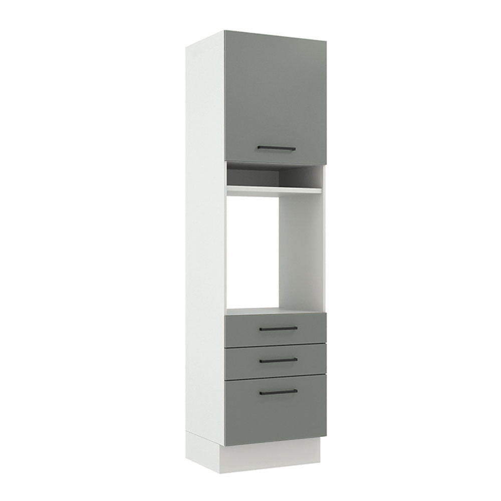 Torre Quente Madesa Agata 60 Cm 1 Porta 3 Gavetas Branco/Cinza Branco