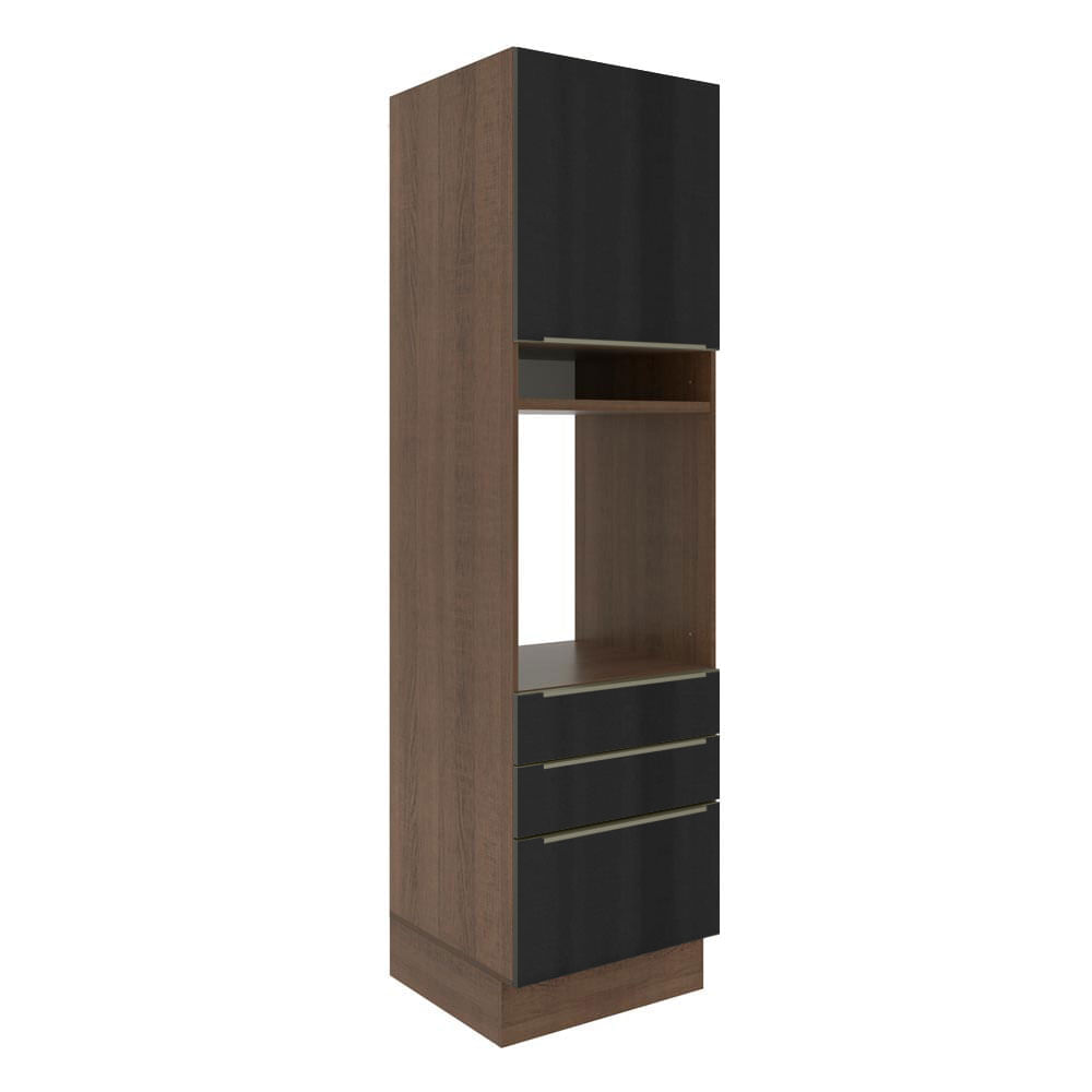 Torre Quente Madesa Lux 60 Cm 1 Porta 3 Gavetas Rustic/Preto