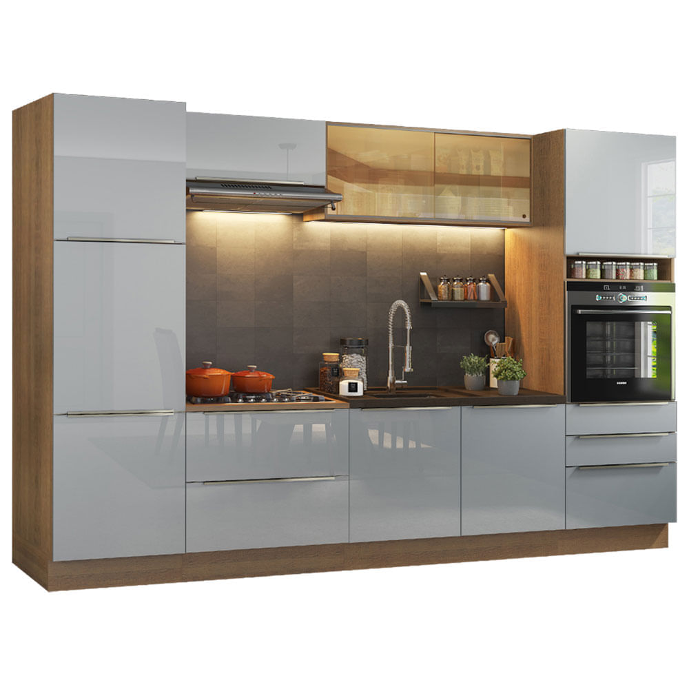 Cozinha Completa Madesa Lux Com Armário E Balcão Rustic/Cinza Marrom