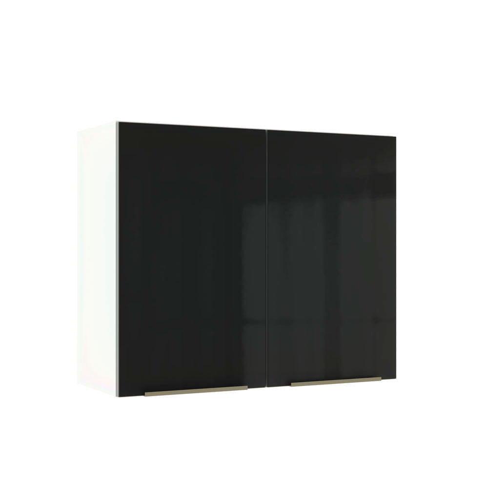 Armário Aéreo Madesa Lux 80 Cm 2 Portas Branco/Preto Branco