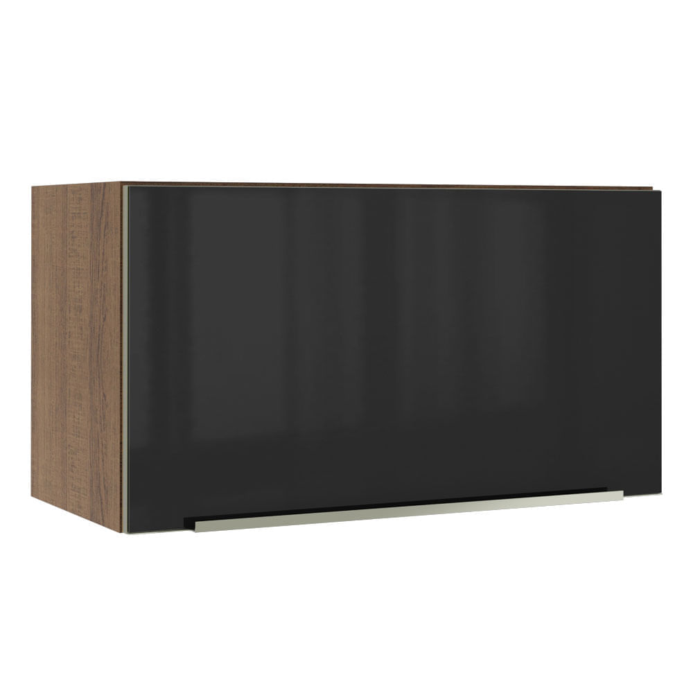 Armário Aéreo Madesa Lux 60 Cm 1 Porta Basculante Rustic/Preto Marrom