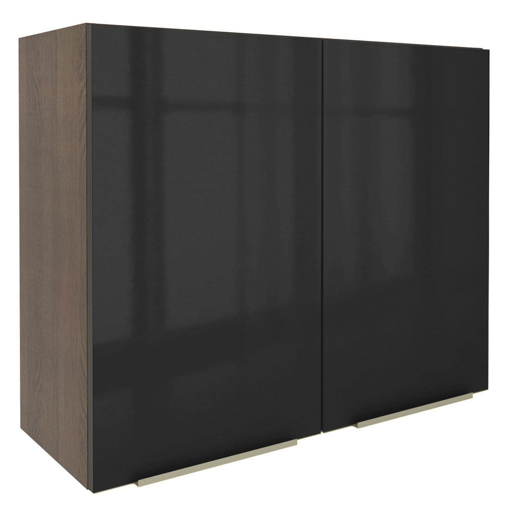 Armário Aéreo Madesa Lux 80 Cm 2 Portas Rustic/Preto Marrom