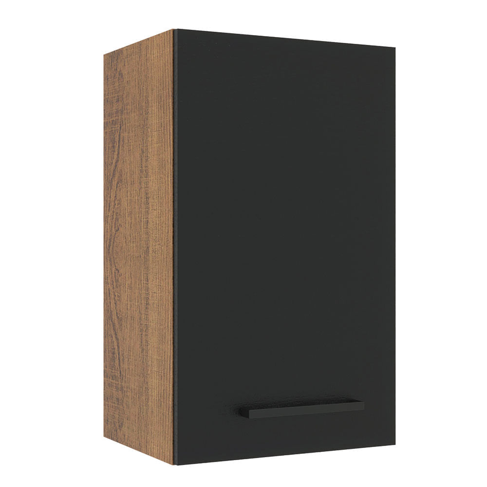 Armário Aéreo Madesa Agata 40 Cm 1 Porta Rustic/Preto Marrom