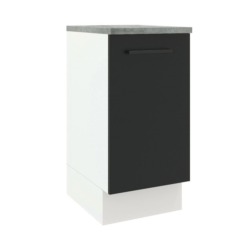 Balcão Madesa Agata 40 Cm 1 Porta Branco/Preto Branco