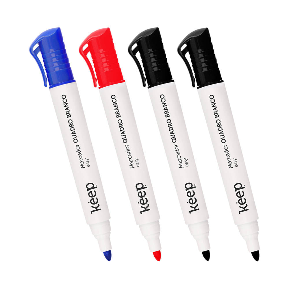 Kit Marcador De Quadro Branco - Estojo Com 4 Unidades Keep - Mr048 Keep