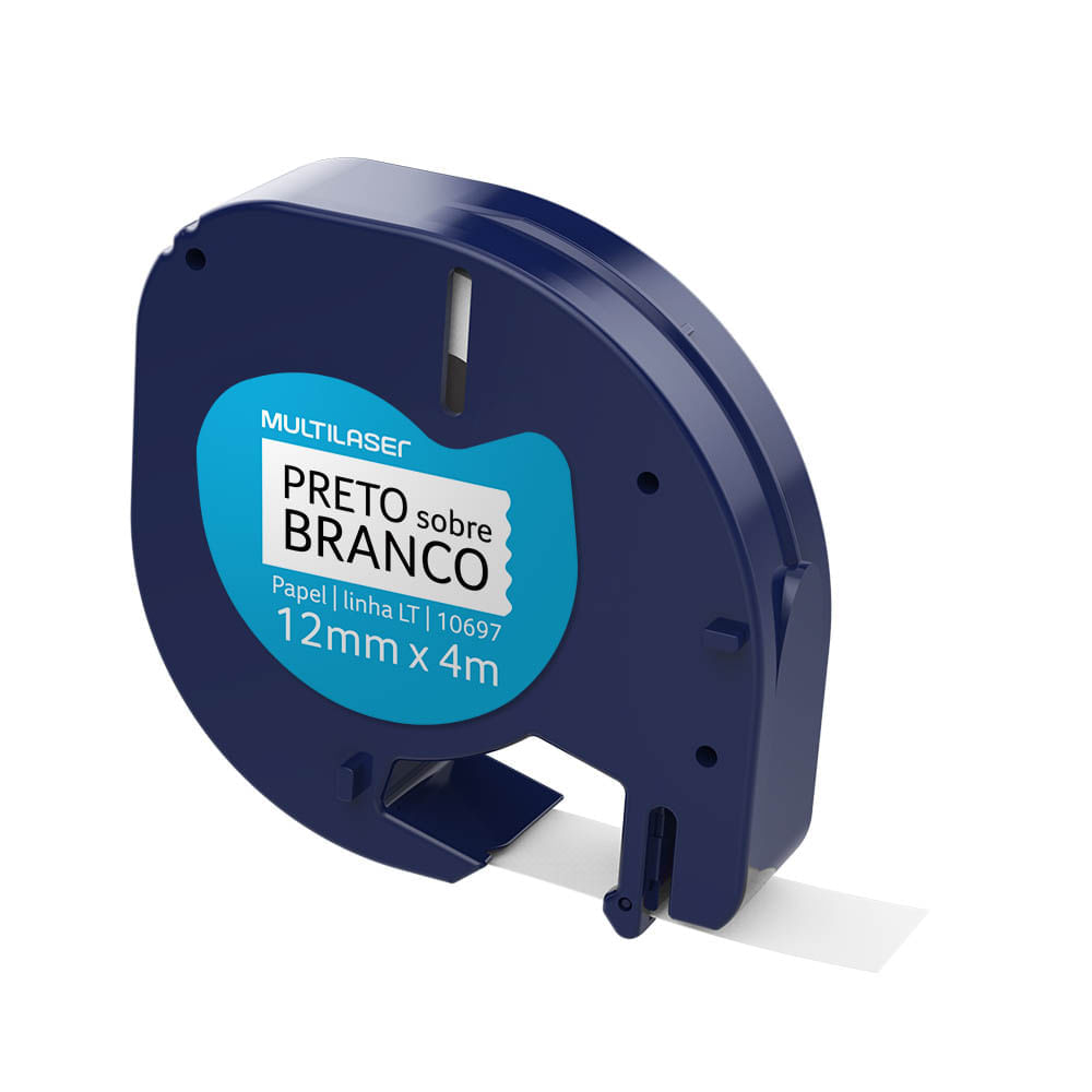 Fita Para Rotulador Dymo Letratag 10697 Preto Sobre Branco Papel 12mm - Rf026 Preto