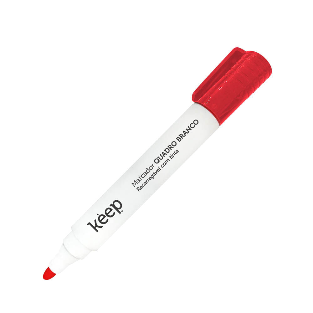 Pincel Marcador De Quadro Branco Recarregável Tinta Vermelho Caixa C/ 12Un - Keep - Mr037