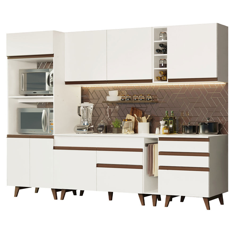 Cozinha Completa Madesa Reims 270002 Com Armário E Balcão Branco Branco
