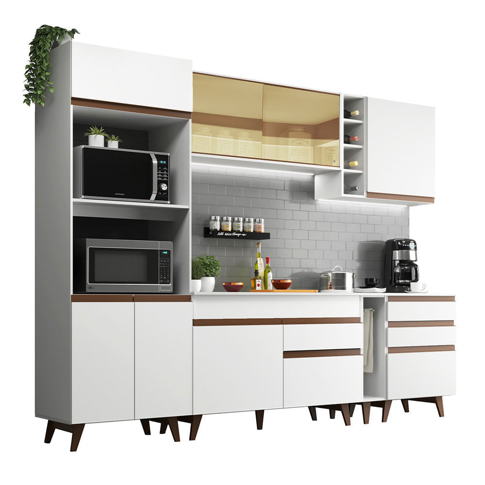 Cozinha Completa Madesa Reims 270001 Com Armário E Balcão Branco Branco