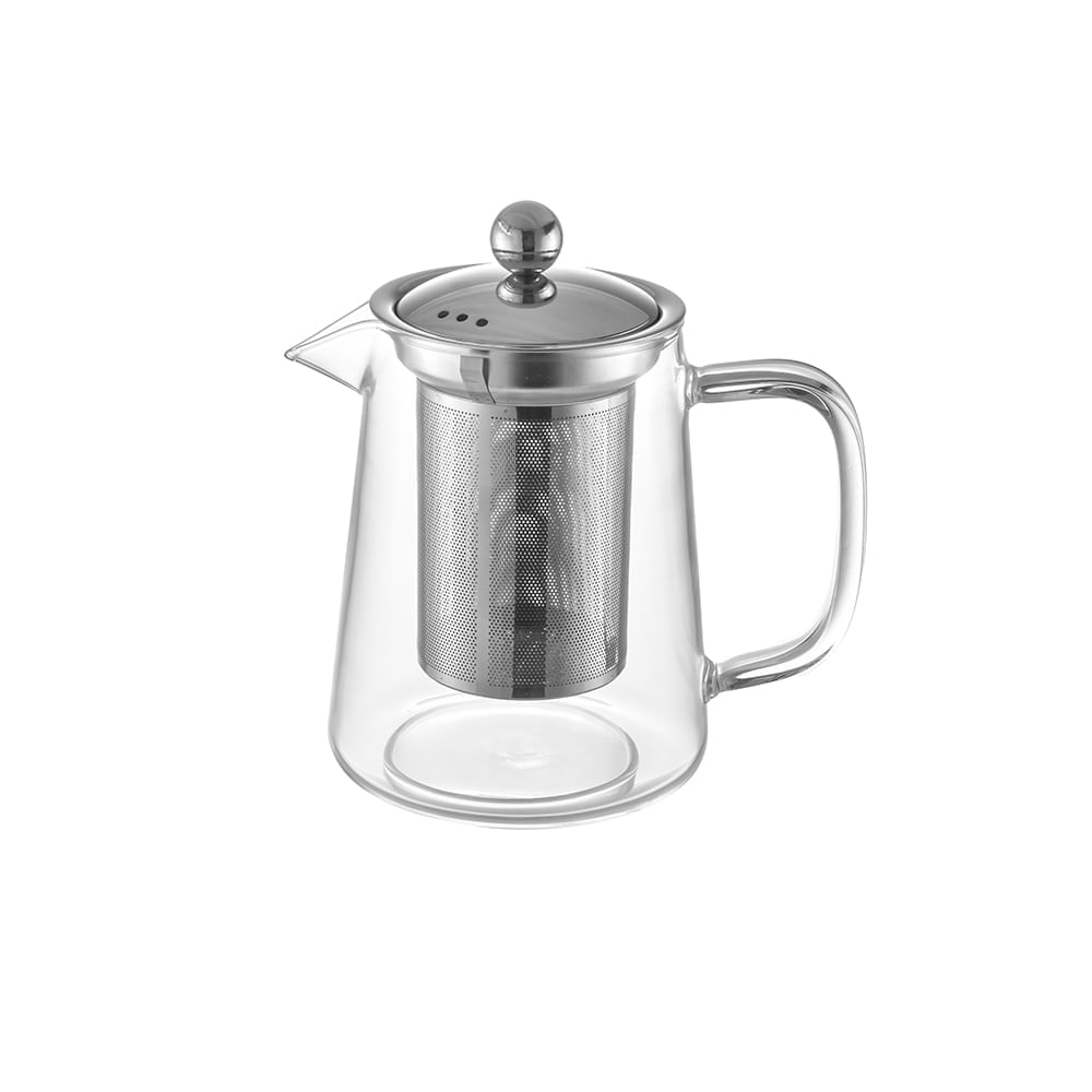 Bule Para Chá Em Vidro E Aço Inox Com Infusor 700ml Oxford