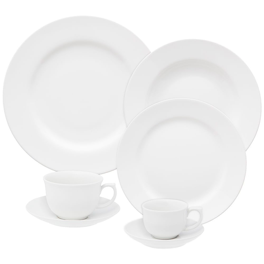 Aparelho De Jantar Chá E Café 42 Pecas Flamingo White Ox103574 Branco