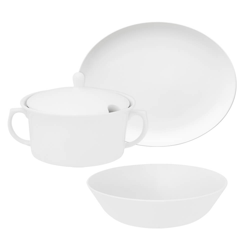 Conjunto Para Servir Com 3 Peças Flamingo White Branco