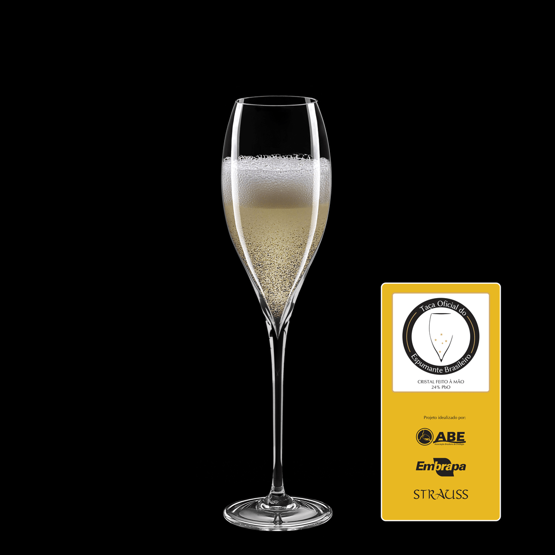 Jogo De 6 Taças Em Cristal Strauss Oficial Espumante Brasileiro 190ml - 182.607 Strauss