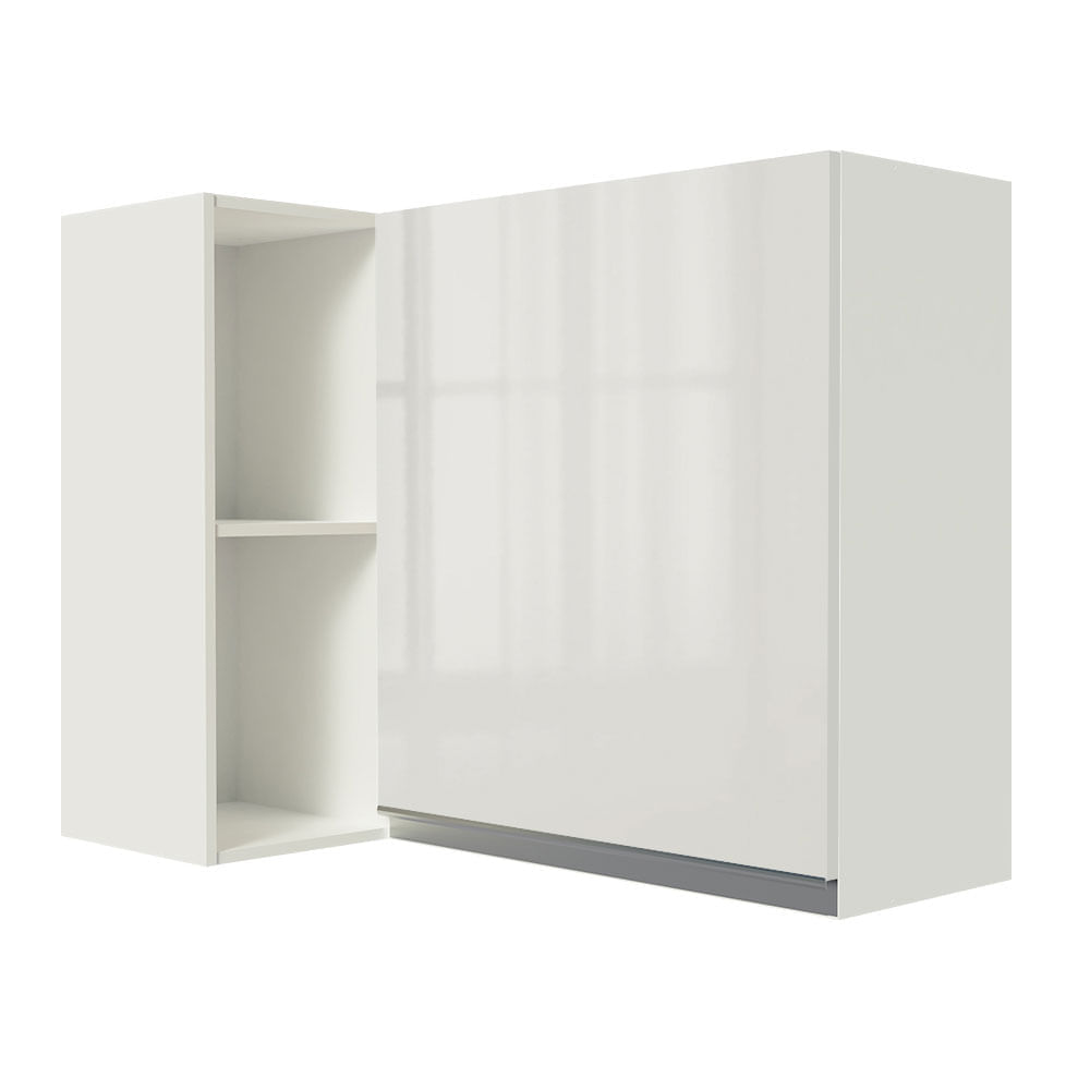 Armário Aéreo De Canto Madesa Smart 100% Mdf Com Adega Porta Branco Brilho Branco