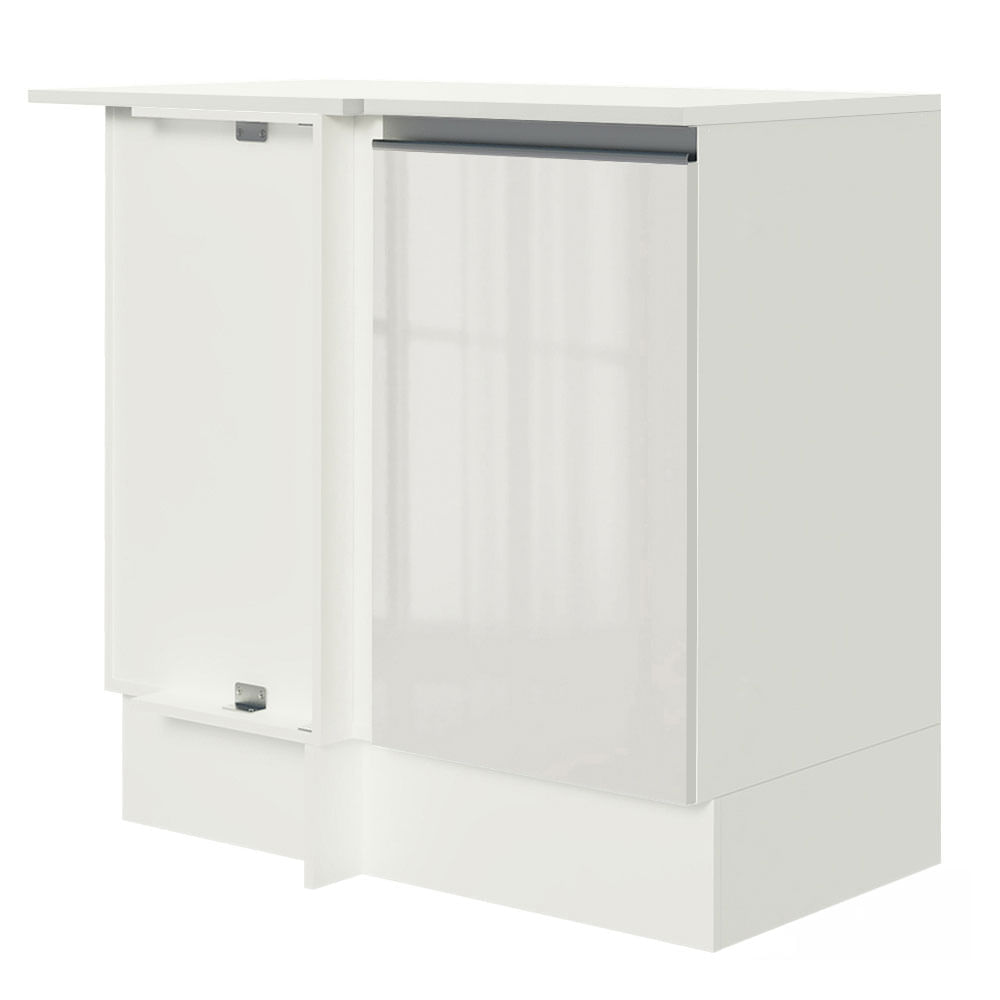 Balcão De Canto Madesa Smart 100% Mdf Com Tampo Porta Branco Brilho Branco