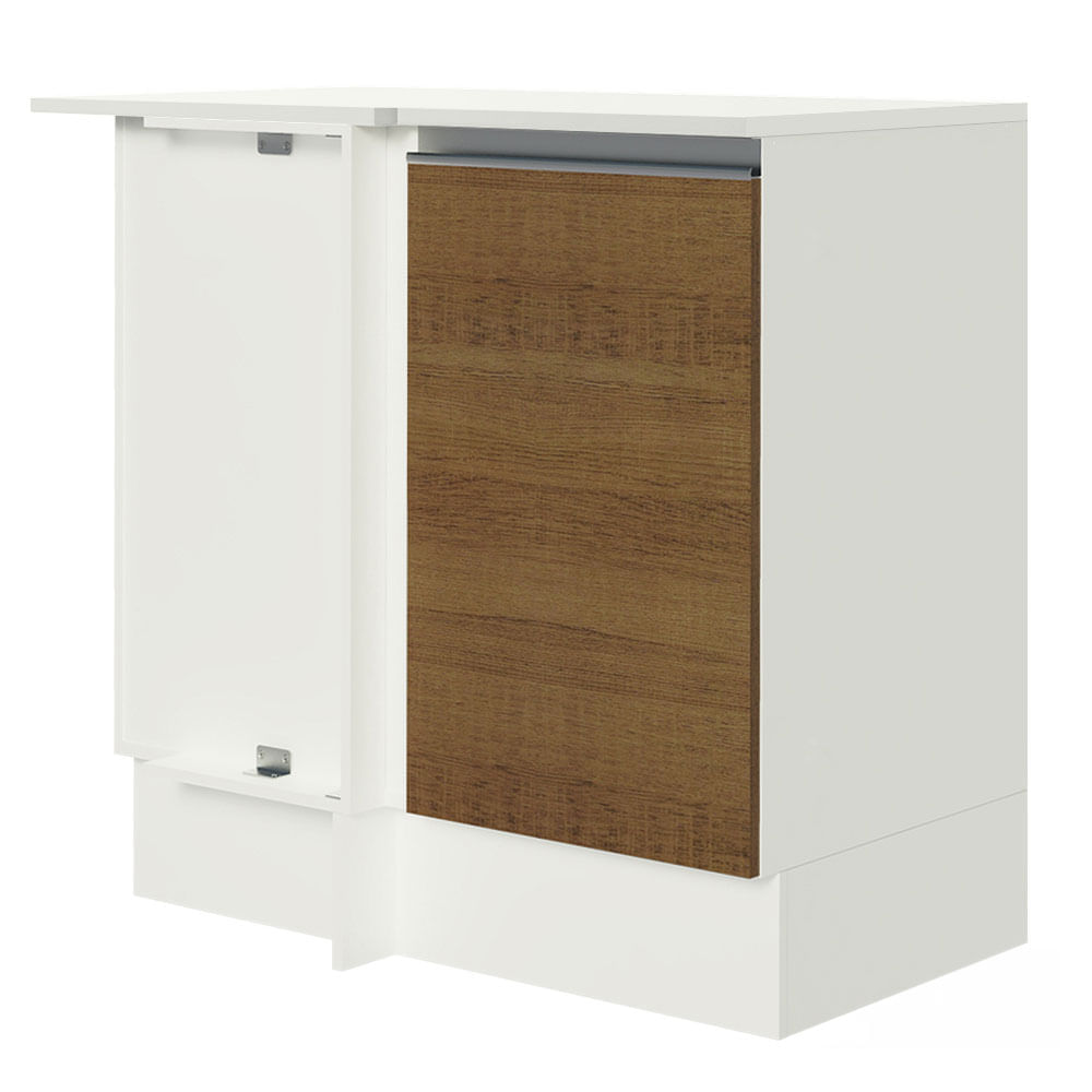 Balcão De Canto Madesa Smart 100% Mdf Com Tampo 1 Porta Branco/Rustic Marrom