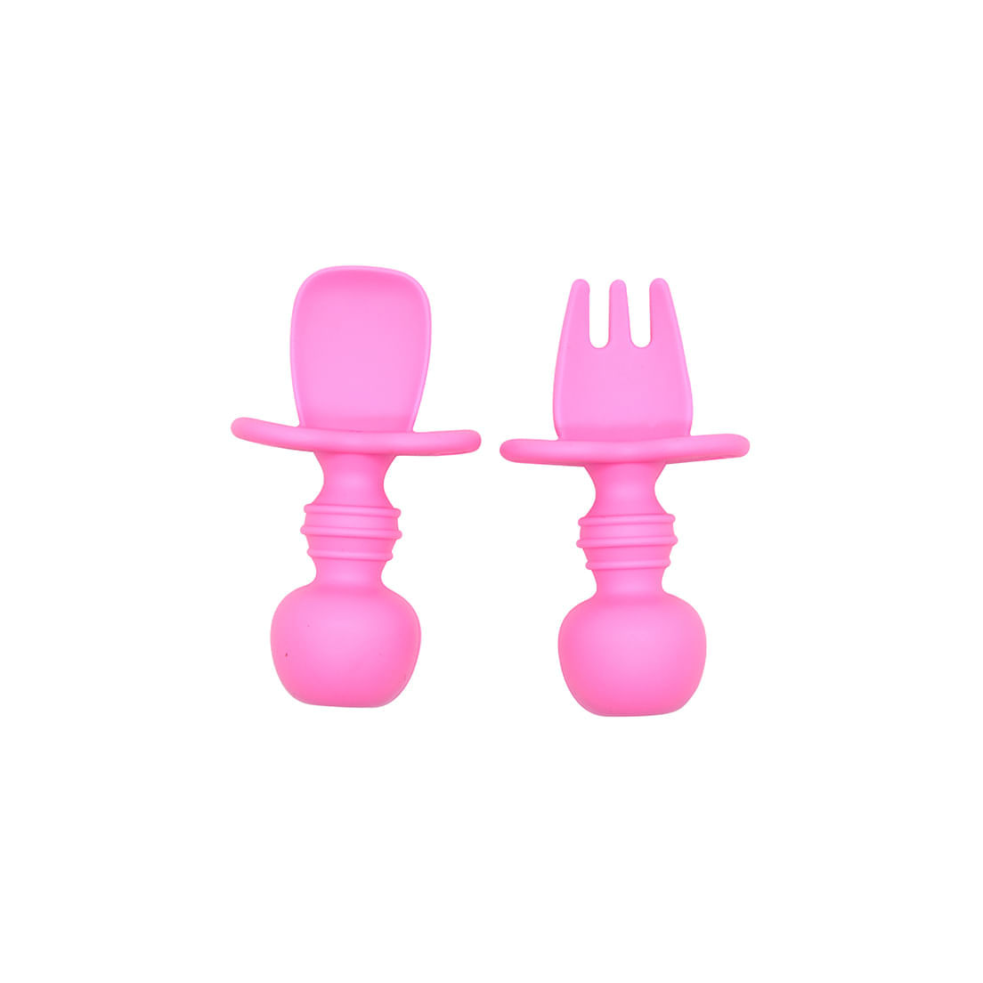 Conjunto Com 2 Talheres Infantil De Silicone 8cm Pink Rosa