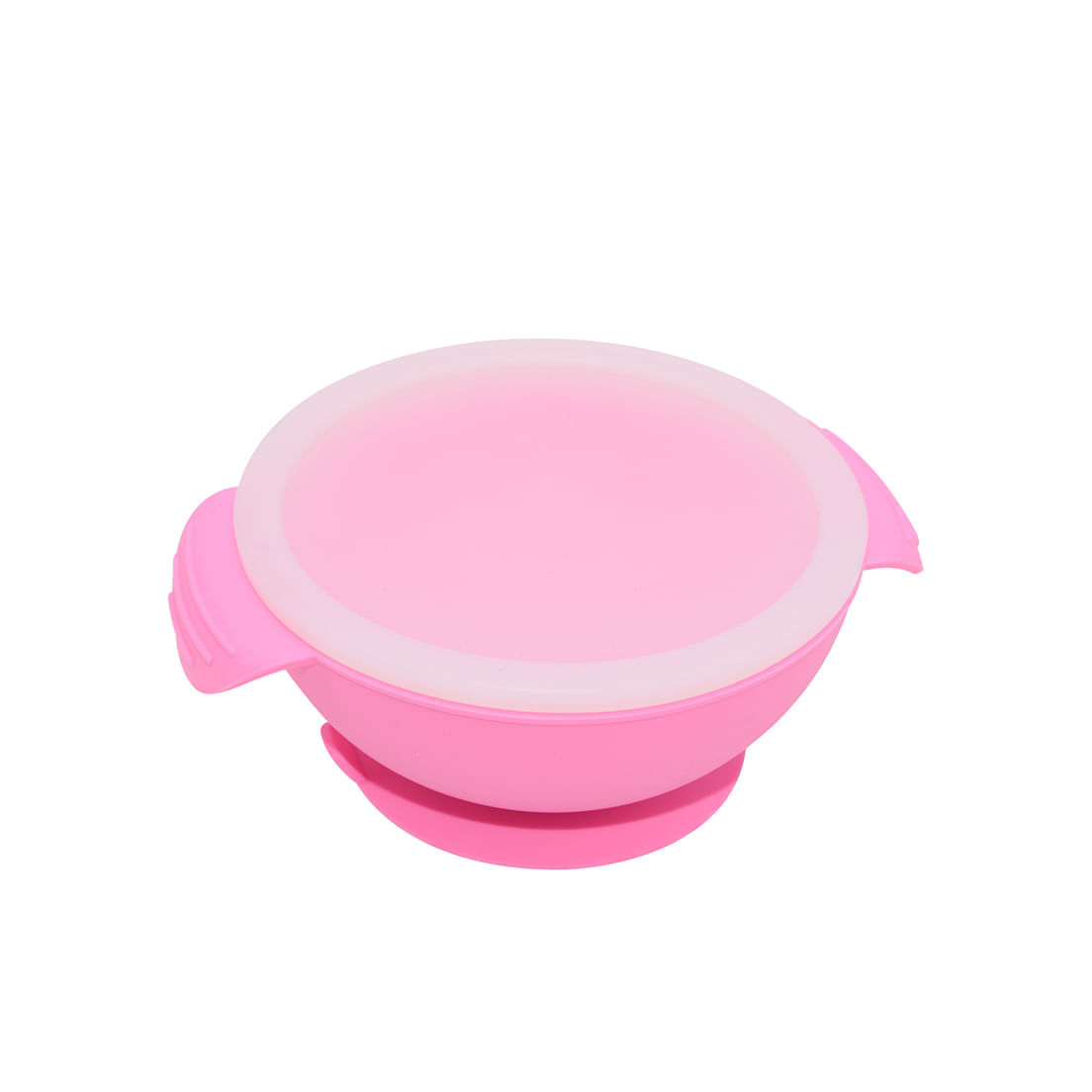 Tigela De Silicone Com Base De Sucção E Tampa Pink Rosa