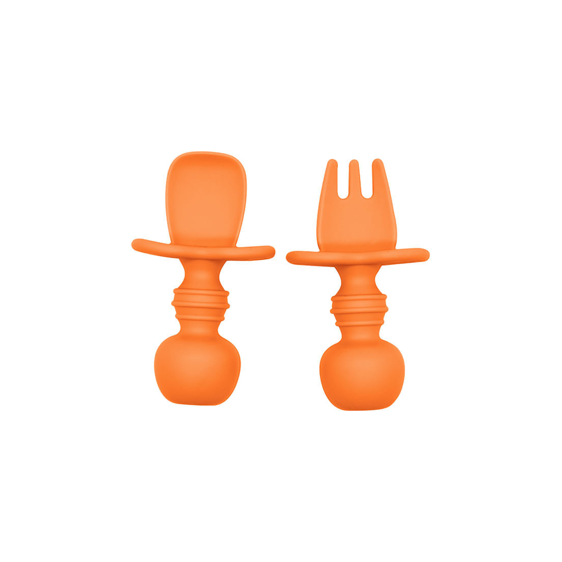 Conjunto Com 2 Talheres Infantil De Silicone 8cm Orange Laranja