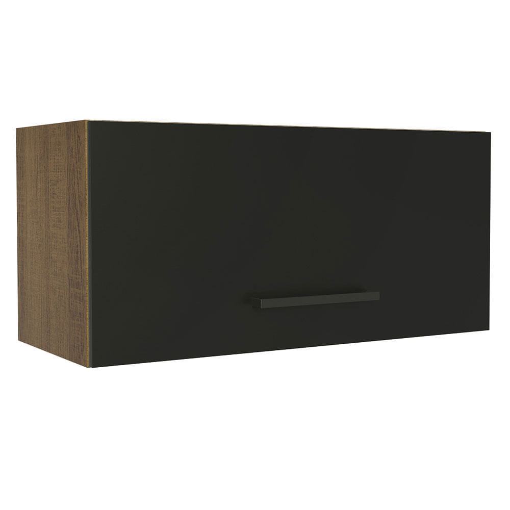 Armário Aéreo De Cozinha Madesa Agata 70 Cm 1 Porta Basculante Rustic/Preto Marrom