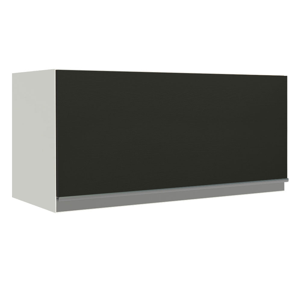 Armário Aéreo De Cozinha Madesa Glamy 70 Cm 1 Porta Basculante Branco/Preto Branco