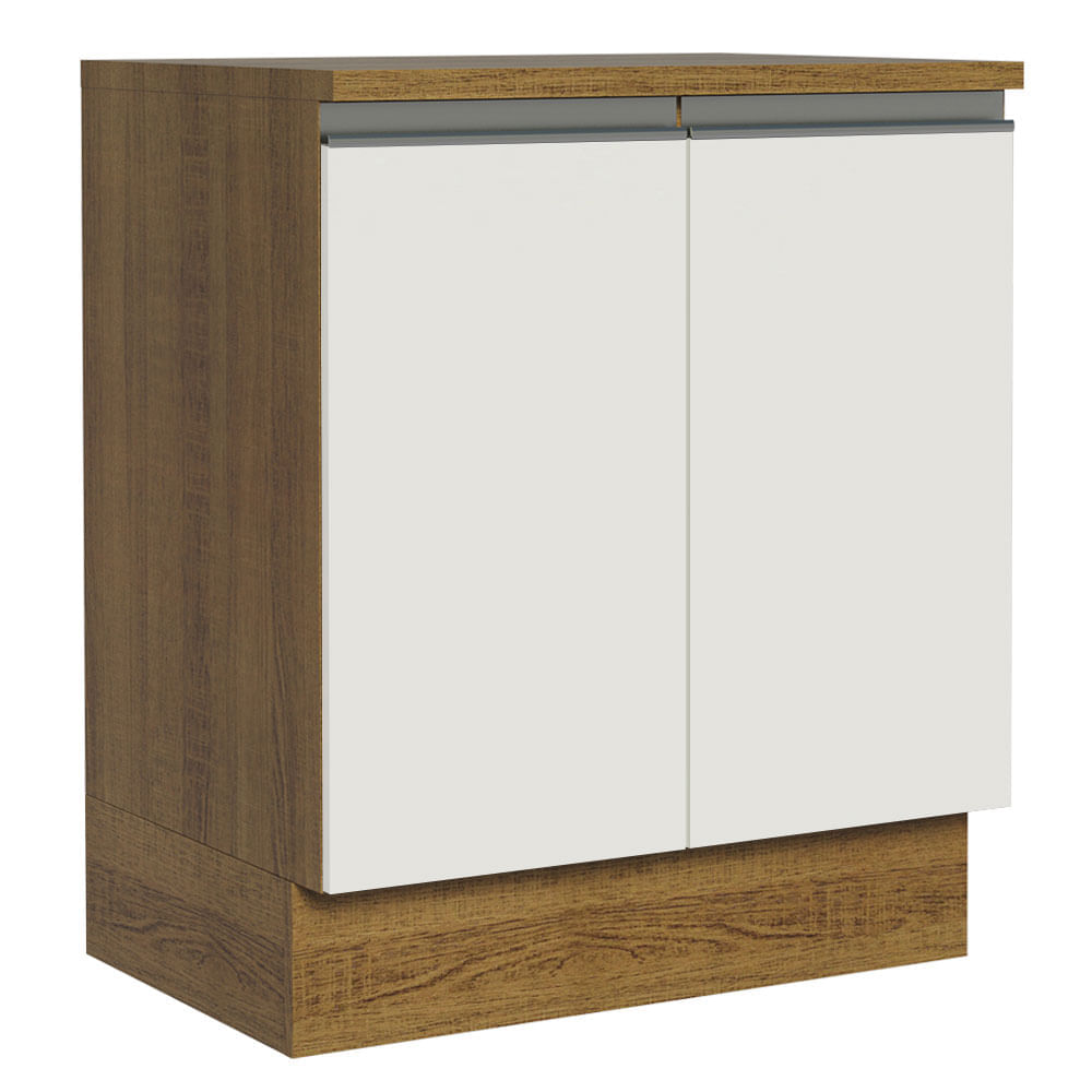Balcão De Cozinha Madesa Glamy 70 Cm 2 Portas Rustic/Branco Branco