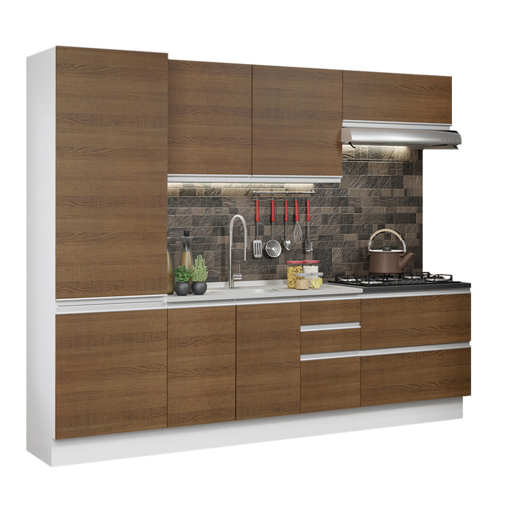 Cozinha Completa 100% Mdf Madesa Acordes 260001 Com Armário E Balcão (Sem Tampo E Pia) Branco/Rustic Branco