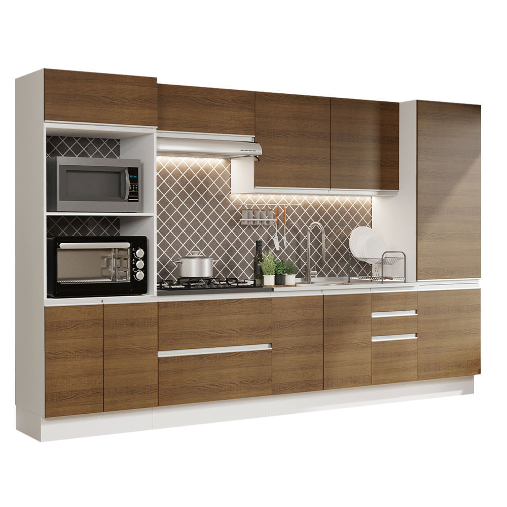 Cozinha Completa 100% Mdf Madesa Acordes 330005 Com Armário E Balcão (Sem Tampo E Pia) Branco/Rustic Branco