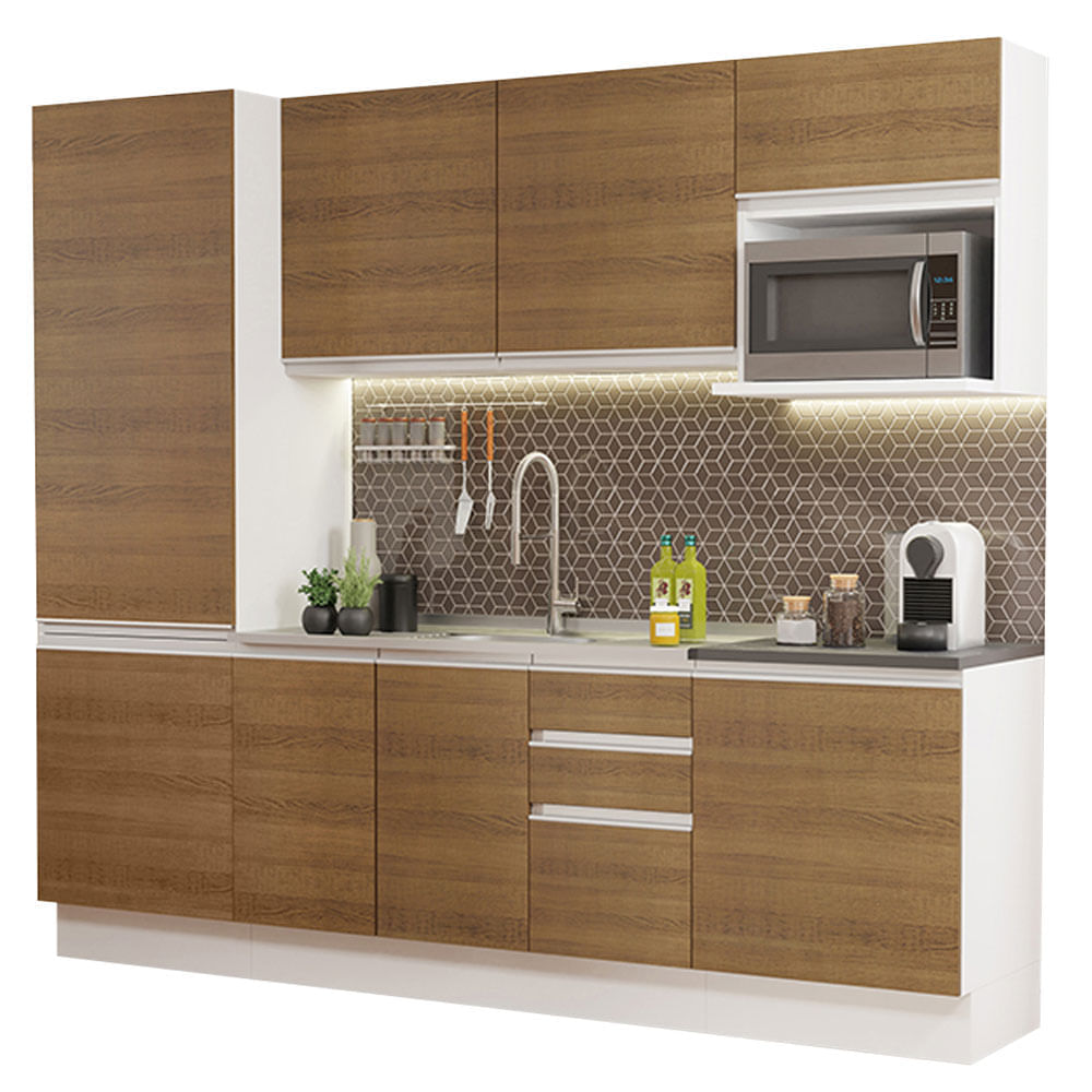 Cozinha Completa 100% Mdf Madesa Acordes 240001 Com Armário E Balcão (Sem Tampo E Pia) Branco/Rustic