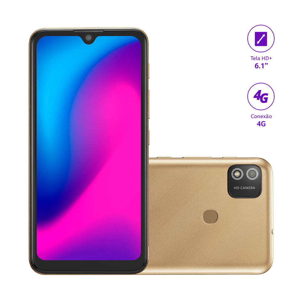 Smartphone Multilaser G2 32Gb 4G Wi-Fi Tela 5.1 Dual Chip 2Gb Ram Câmera 8Mp + Selfie 5Mp Android 11 Go Dourado Multilaser - P9155 Dourado